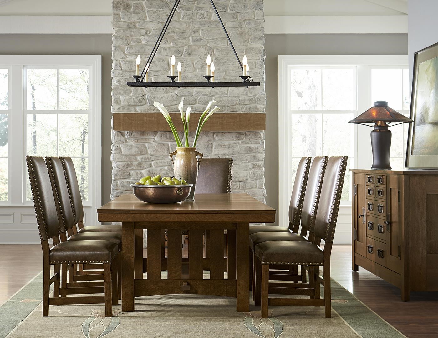 Stickley Oak Mission Classics Rectangular Dining Table with Leaves